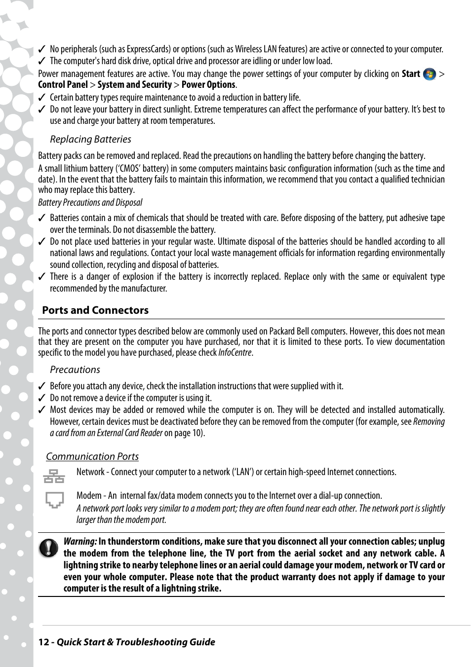 Ports and connectors | PACKARD BELL EN BG35 User Manual | Page 12 / 56