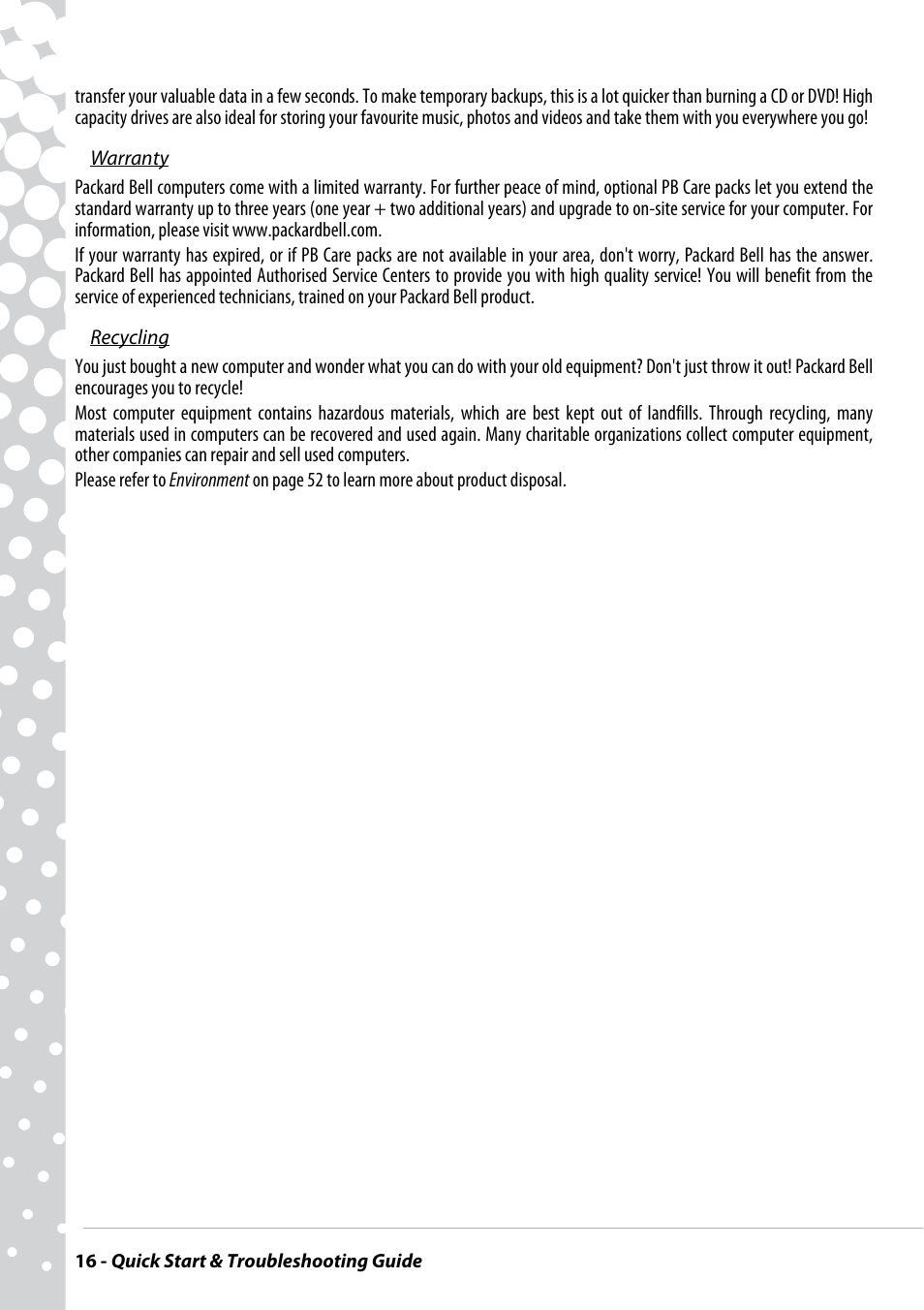 PACKARD BELL EN BG35 User Manual | Page 16 / 56