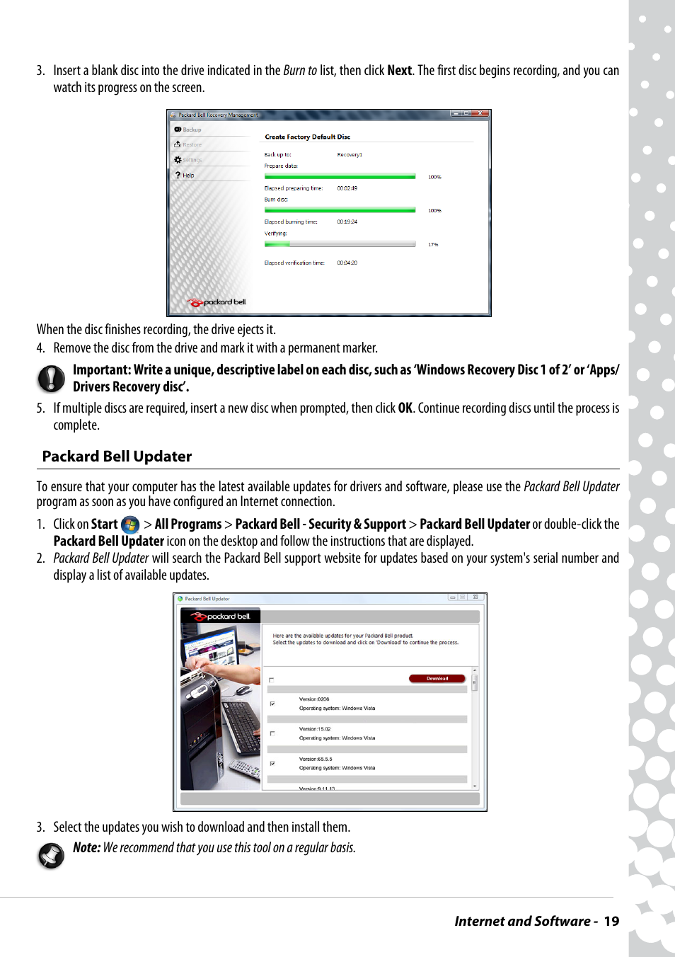 Packard bell updater | PACKARD BELL EN BG35 User Manual | Page 19 / 56