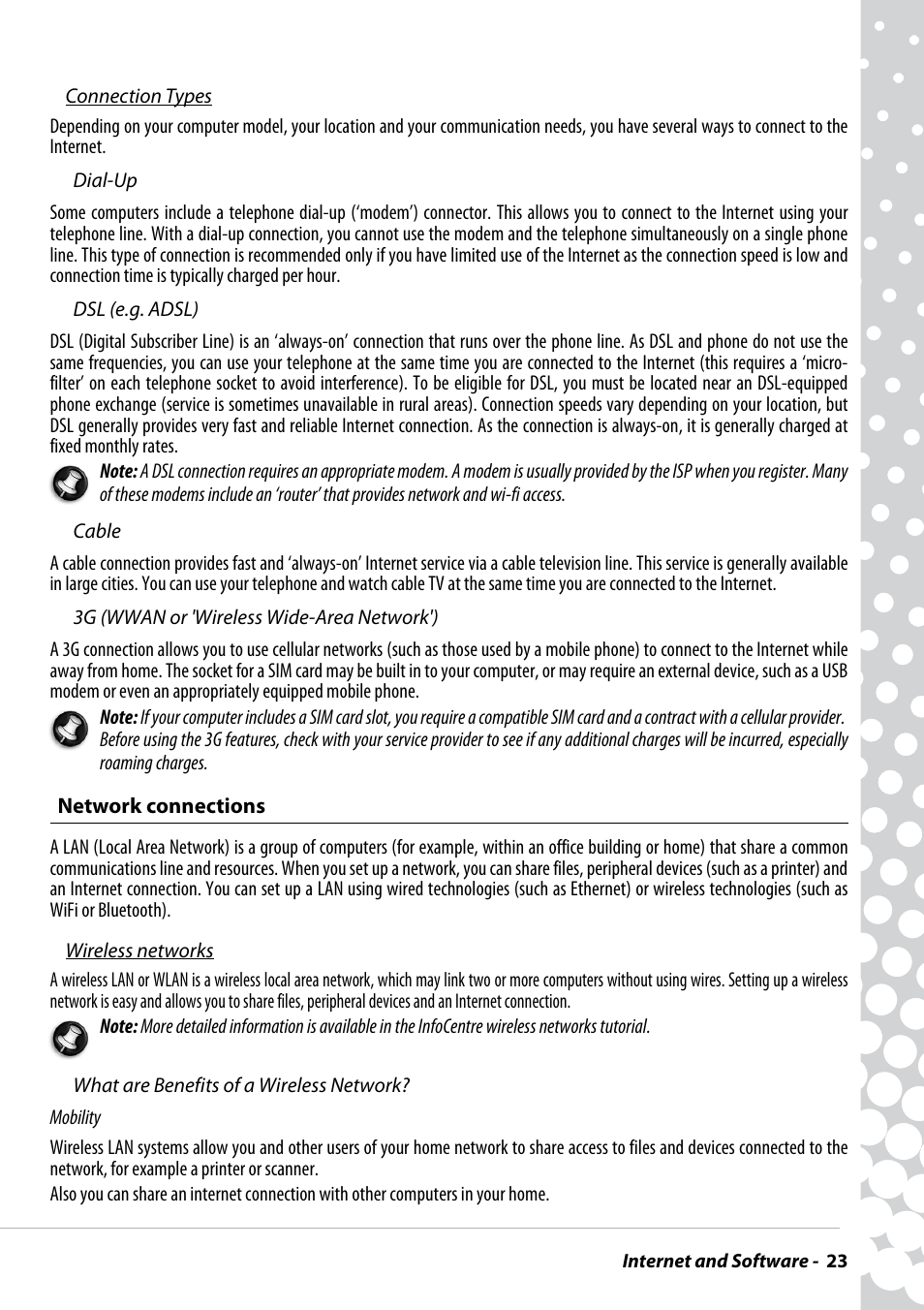 Network connections | PACKARD BELL EN BG35 User Manual | Page 23 / 56