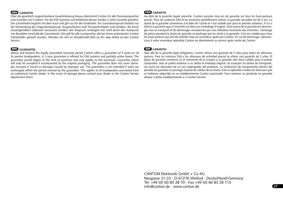 Canton InWall 945 LCR User Manual | Page 27 / 28