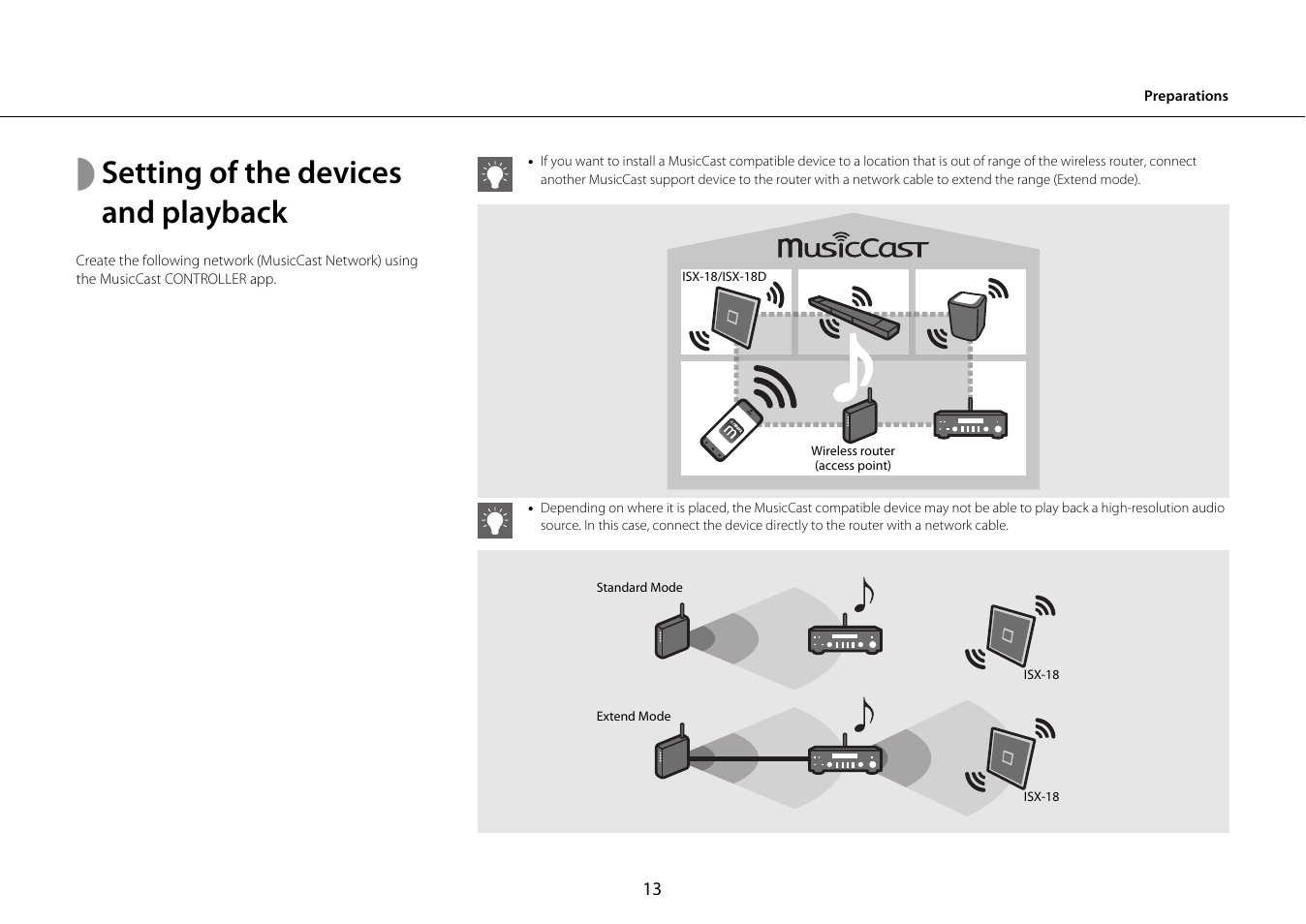 Setting of the devices and playback | Yamaha ISX-18 User Manual | Page 17 / 47