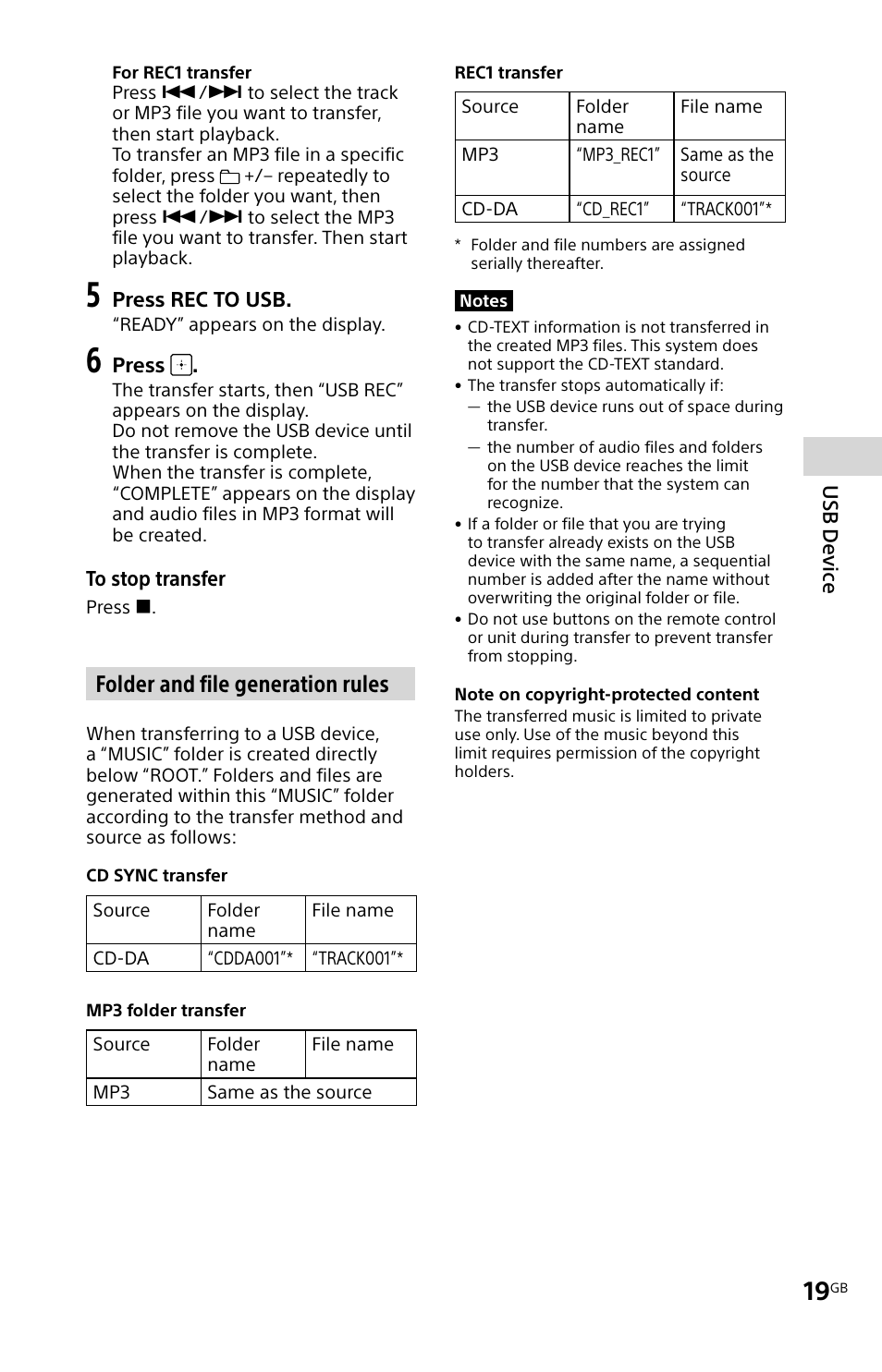 Folder and file generation rules | Sony MHC-V11 User Manual | Page 19 / 44
