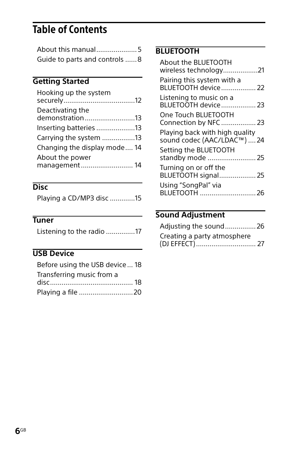 Sony MHC-V11 User Manual | Page 6 / 44