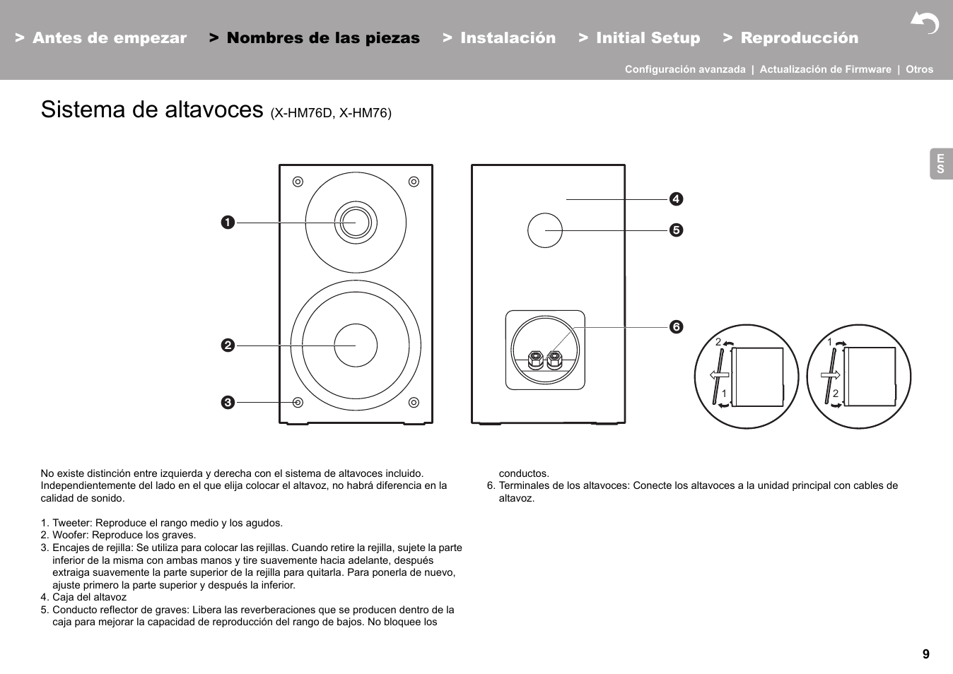 Sistema de altavoces (x-hm76d, x-hm76), Sistema de altavoces | Pioneer X-HM76 User Manual | Page 104 / 330