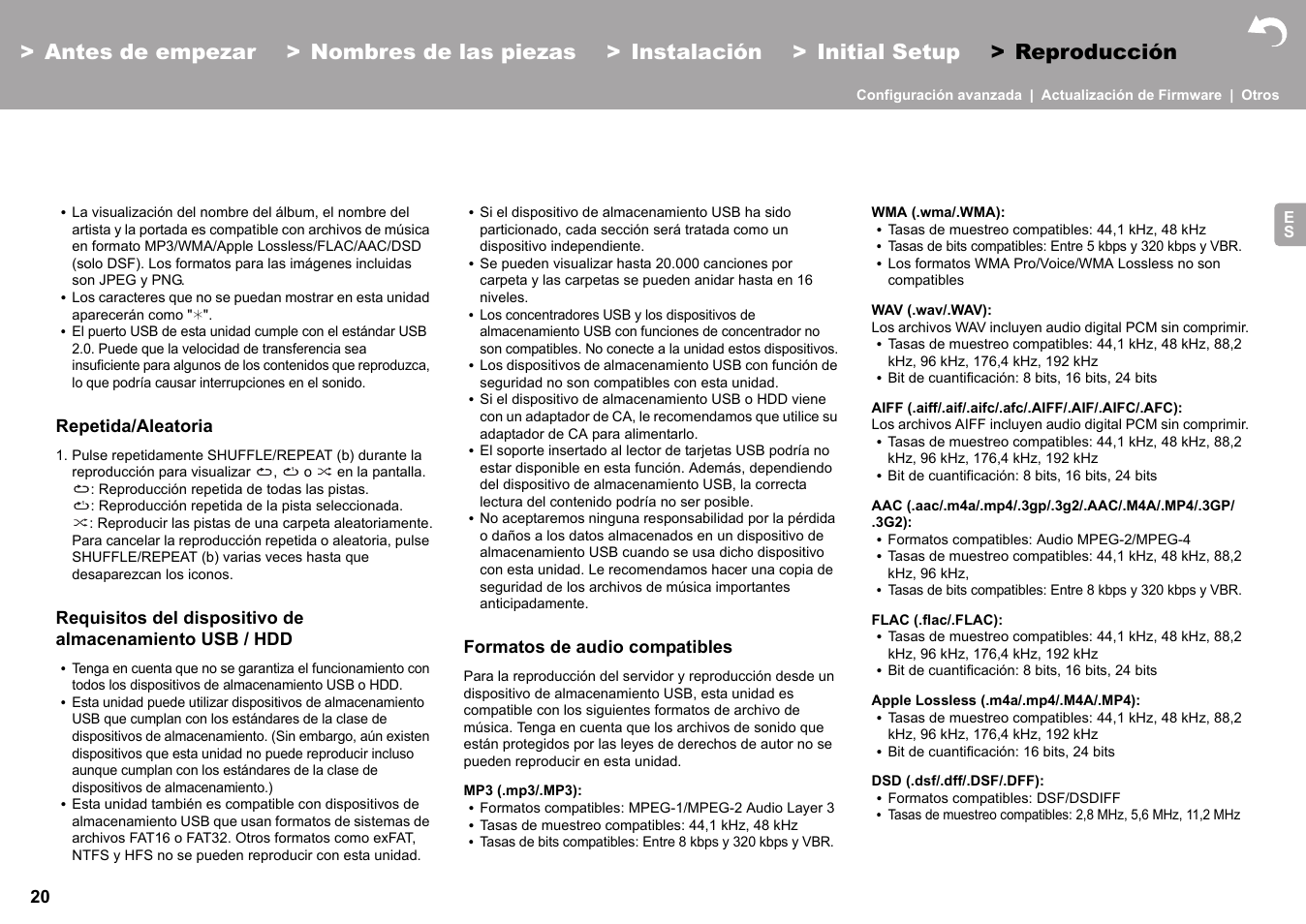 Repetida/aleatoria, Formatos de audio compatibles | Pioneer X-HM76 User Manual | Page 115 / 330