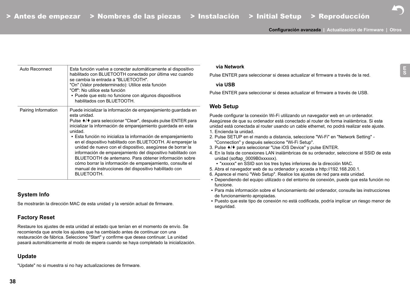 Web setup" (äp38) | Pioneer X-HM76 User Manual | Page 133 / 330