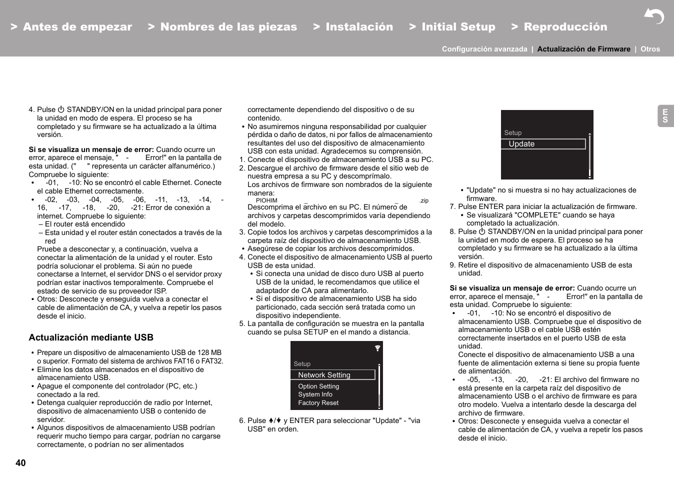 Actualización mediante usb | Pioneer X-HM76 User Manual | Page 135 / 330