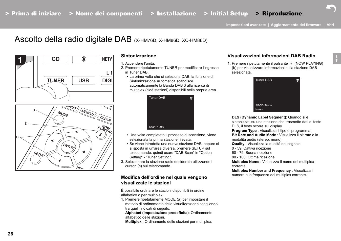 Ascolto della radio digitale dab | Pioneer X-HM76 User Manual | Page 168 / 330