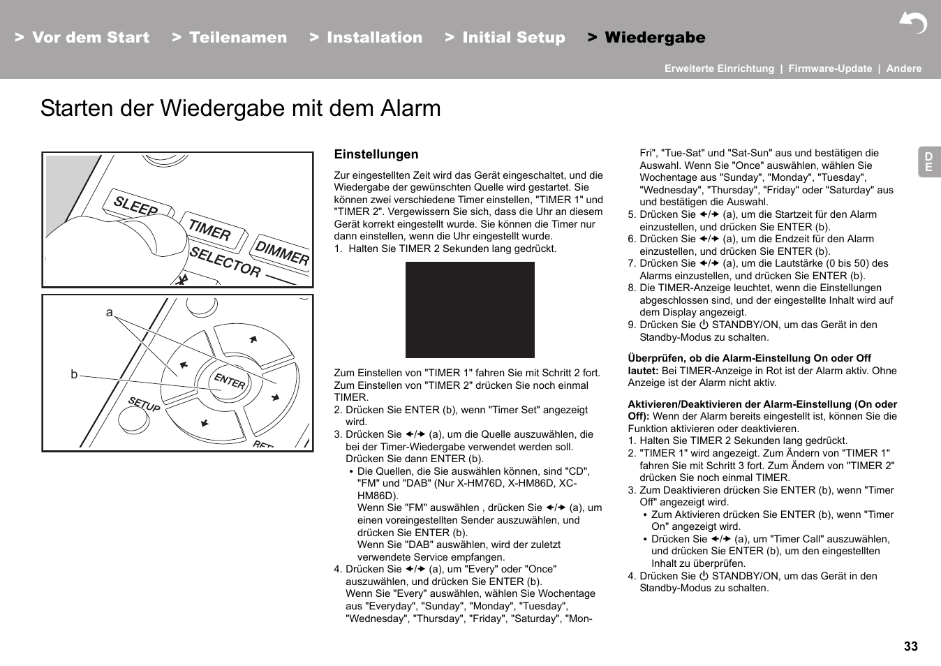 Starten der wiedergabe mit dem alarm, Rten (äp33) | Pioneer X-HM76 User Manual | Page 222 / 330