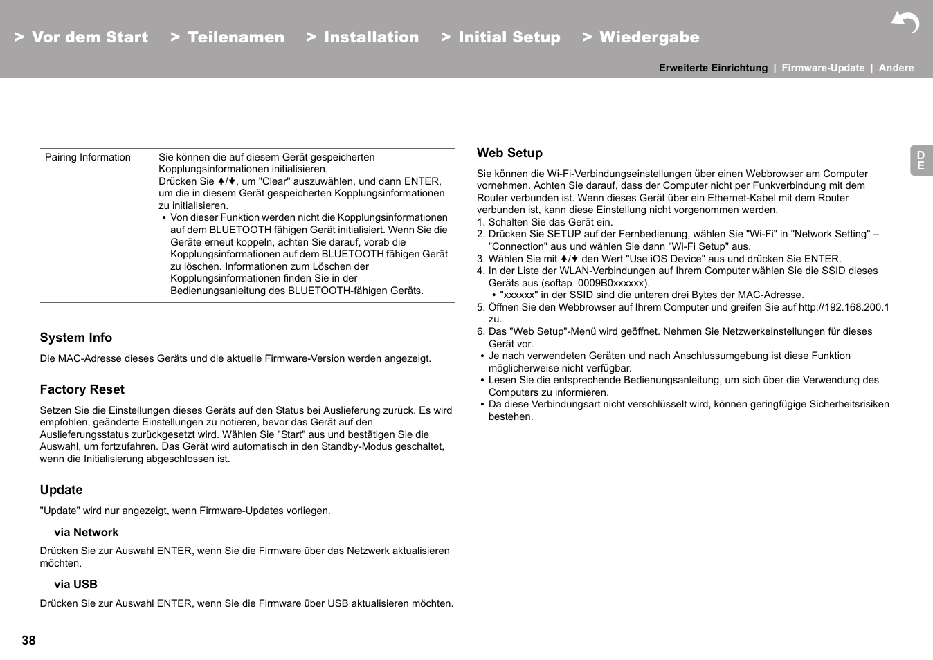 Web setup" (äp38) | Pioneer X-HM76 User Manual | Page 227 / 330