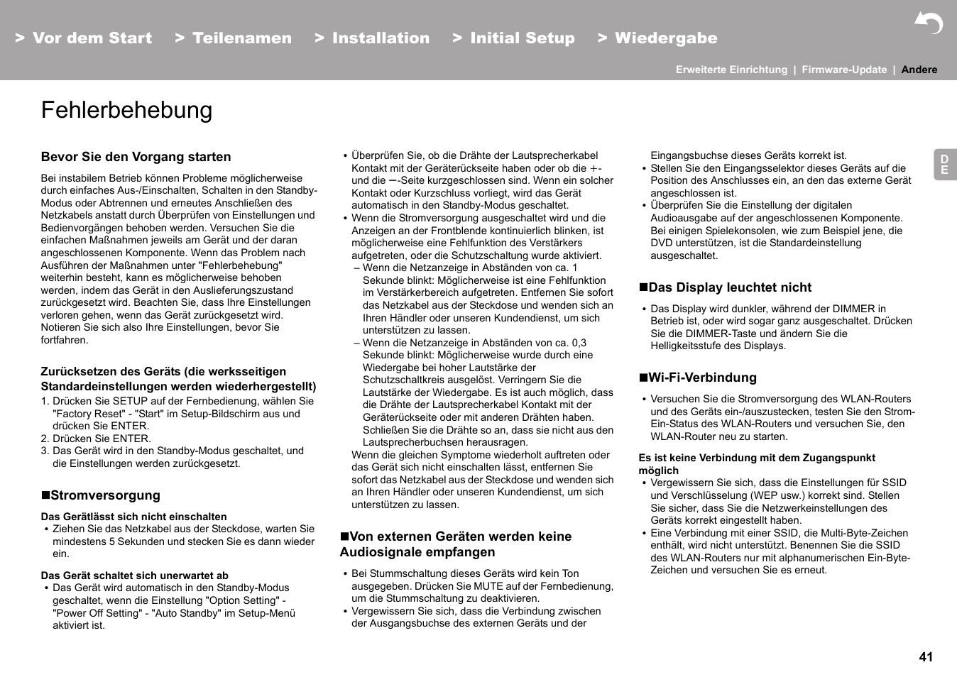 Andere fehlerbehebung, Andere, Fehlerbehebung | Pioneer X-HM76 User Manual | Page 230 / 330