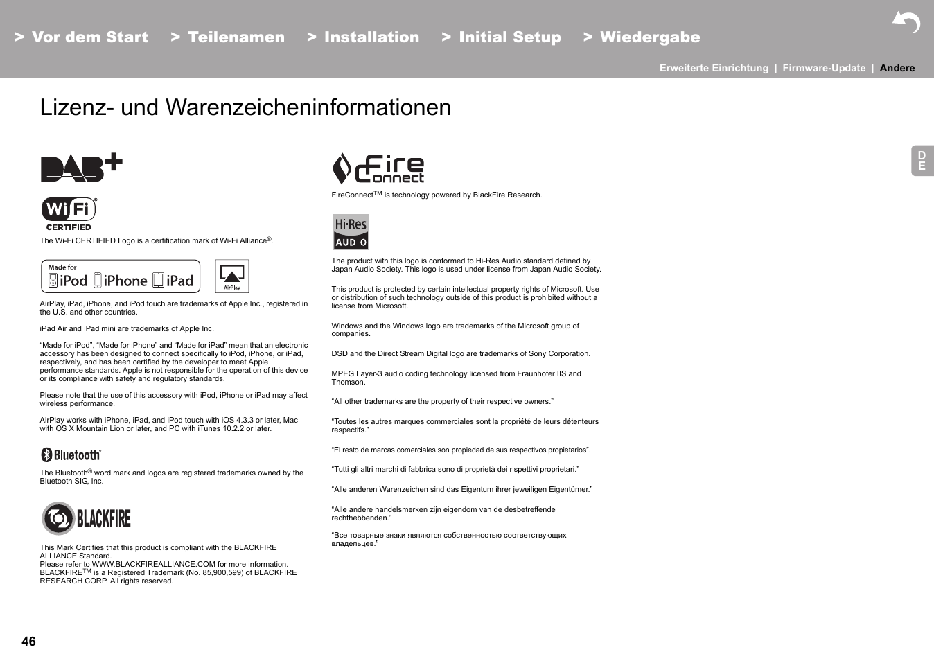 Lizenz- und warenzeicheninformationen, Blackfire | Pioneer X-HM76 User Manual | Page 235 / 330