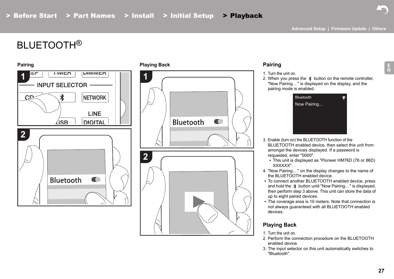 Bluetooth | Pioneer X-HM76 User Manual | Page 28 / 330