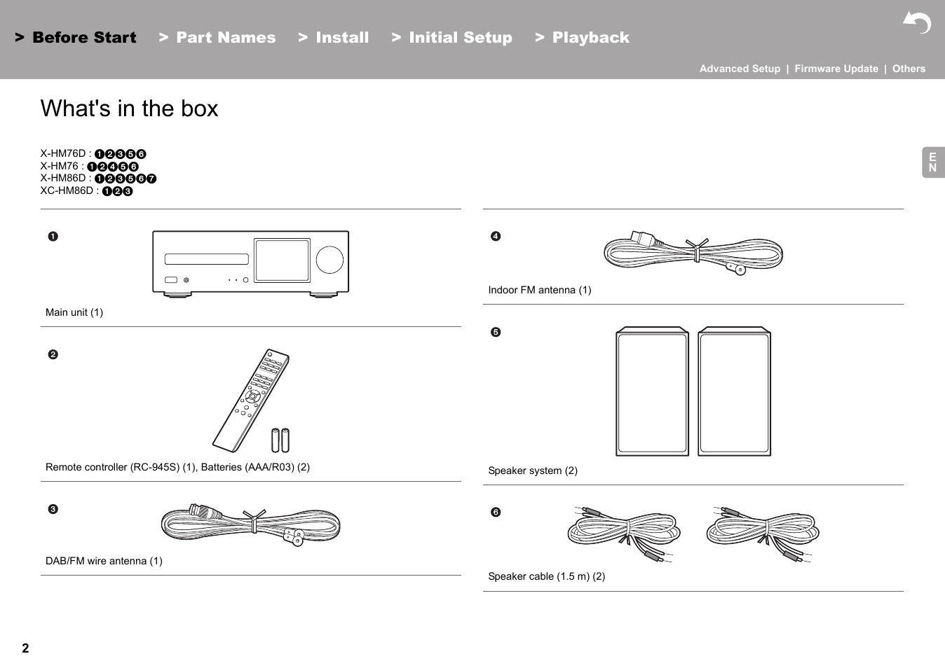 Before start what's in the box, Before start, What's in the box | Pioneer X-HM76 User Manual | Page 3 / 330