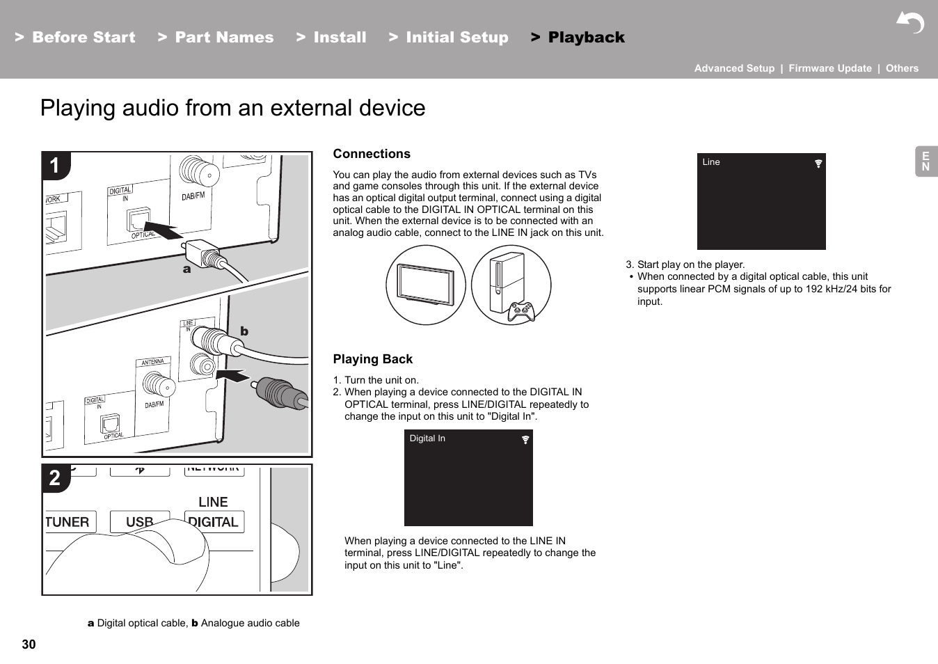 Playing audio from an external device | Pioneer X-HM76 User Manual | Page 31 / 330