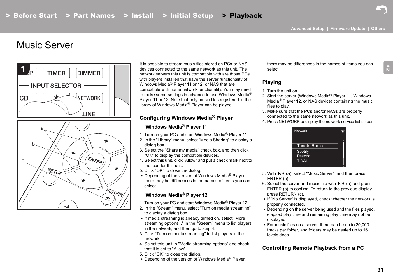 Music server | Pioneer X-HM76 User Manual | Page 32 / 330