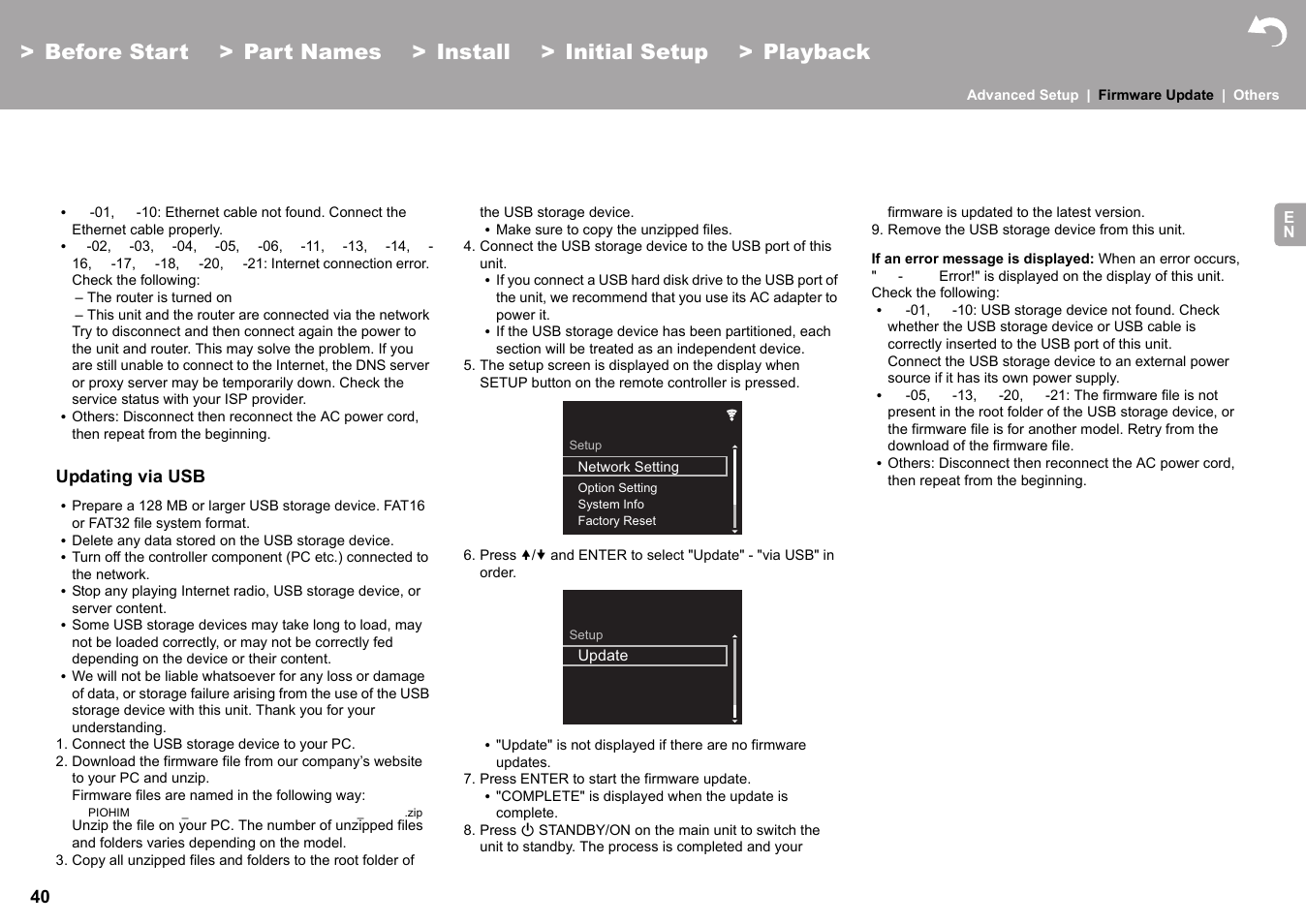 Updating via usb | Pioneer X-HM76 User Manual | Page 41 / 330