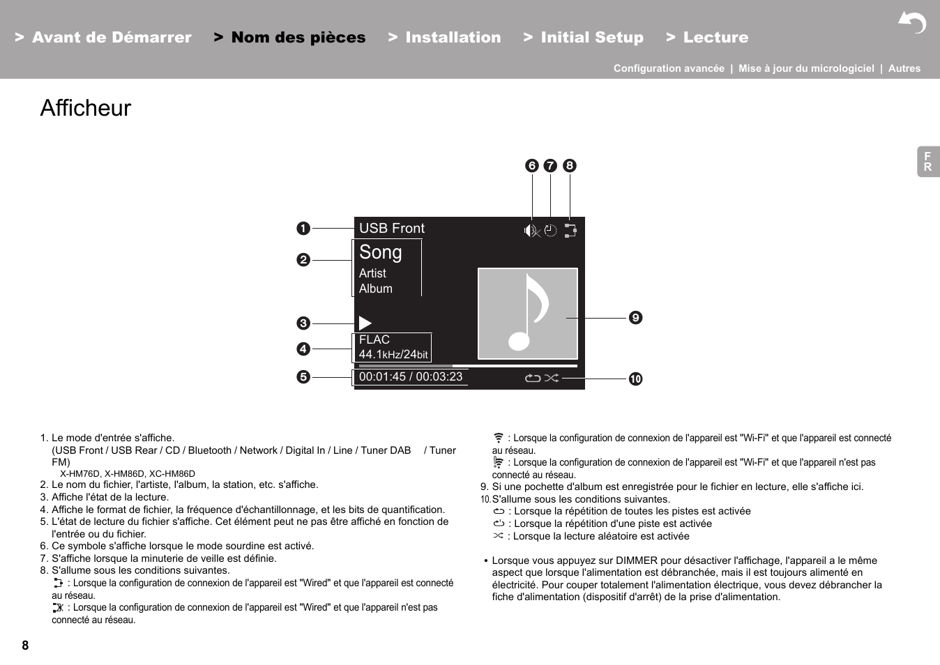 Afficheur, Ficheur (äp8), Song | Pioneer X-HM76 User Manual | Page 56 / 330