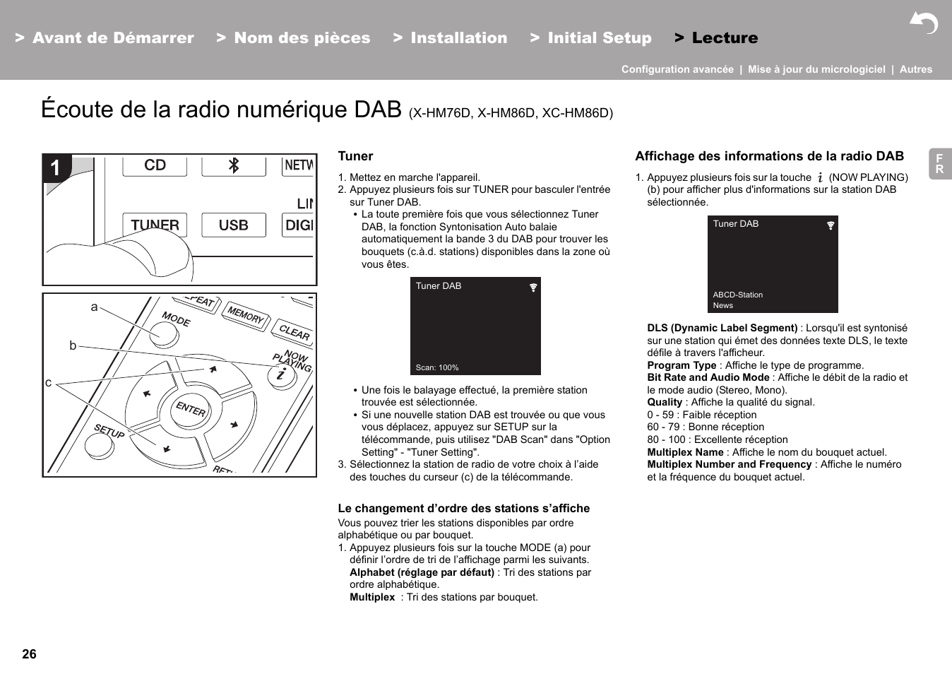Écoute de la radio numérique dab | Pioneer X-HM76 User Manual | Page 74 / 330