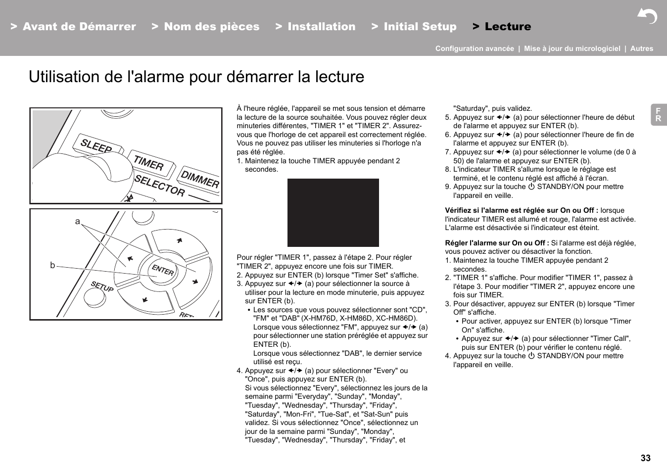 Utilisation de l'alarme pour démarrer la lecture, Äp33) | Pioneer X-HM76 User Manual | Page 81 / 330