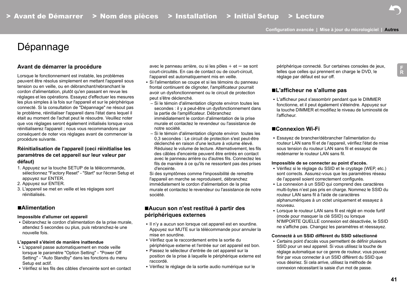 Autres dépannage, Autres, Dépannage | Pioneer X-HM76 User Manual | Page 89 / 330