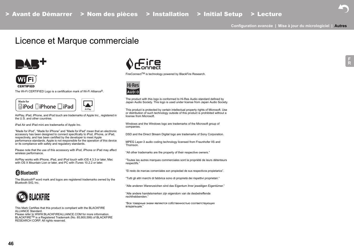 Licence et marque commerciale, Blackfire | Pioneer X-HM76 User Manual | Page 94 / 330