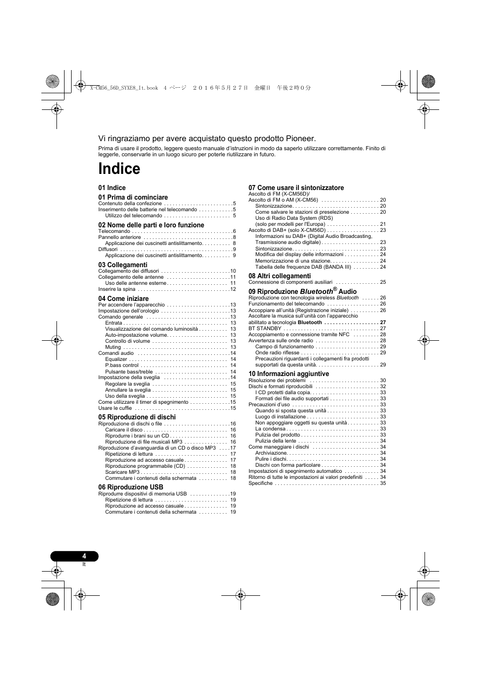 Indice | Pioneer X-CM56 User Manual | Page 106 / 244