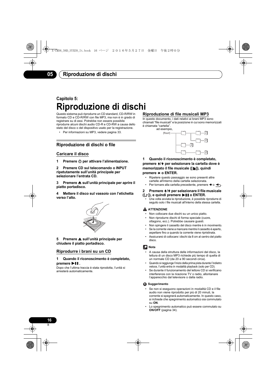 Riproduzione di dischi, Riproduzione di dischi 05, Capitolo 5 | Riproduzione di dischi o file | Pioneer X-CM56 User Manual | Page 118 / 244