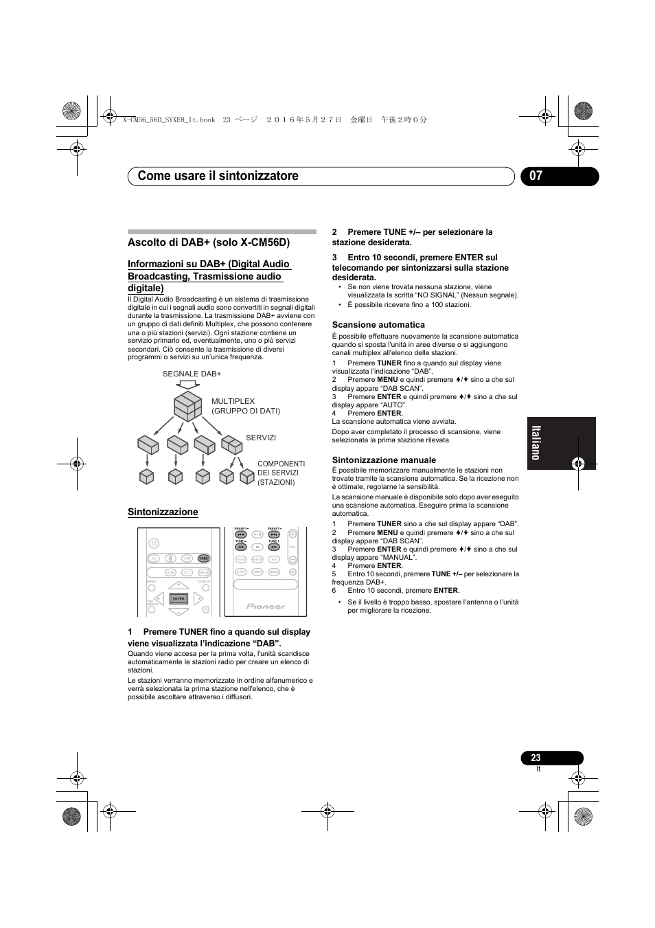 Come usare il sintonizzatore 07, Ascolto di dab+ (solo x-cm56d) | Pioneer X-CM56 User Manual | Page 125 / 244