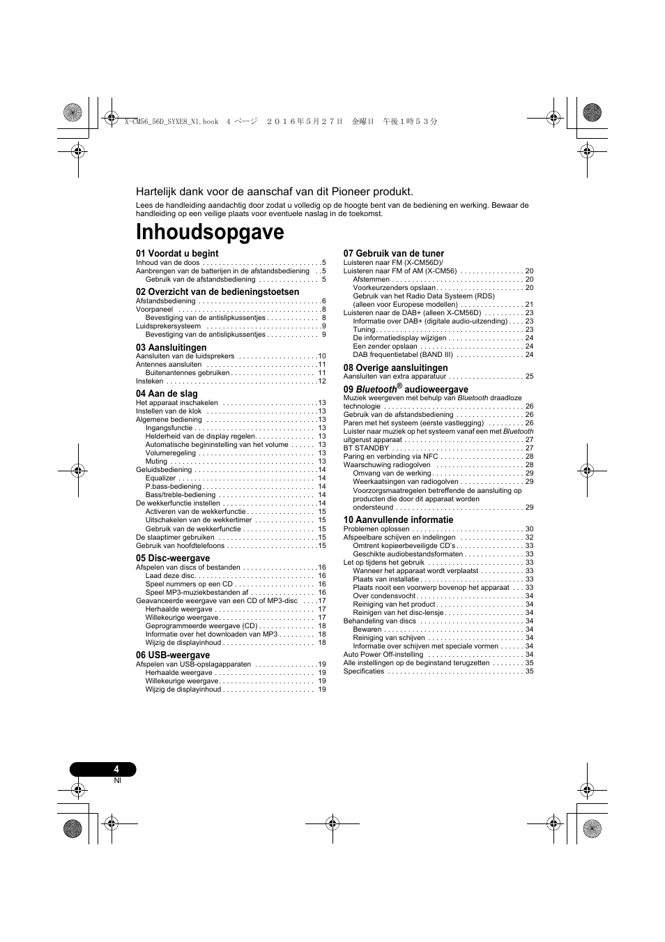 Inhoudsopgave | Pioneer X-CM56 User Manual | Page 140 / 244