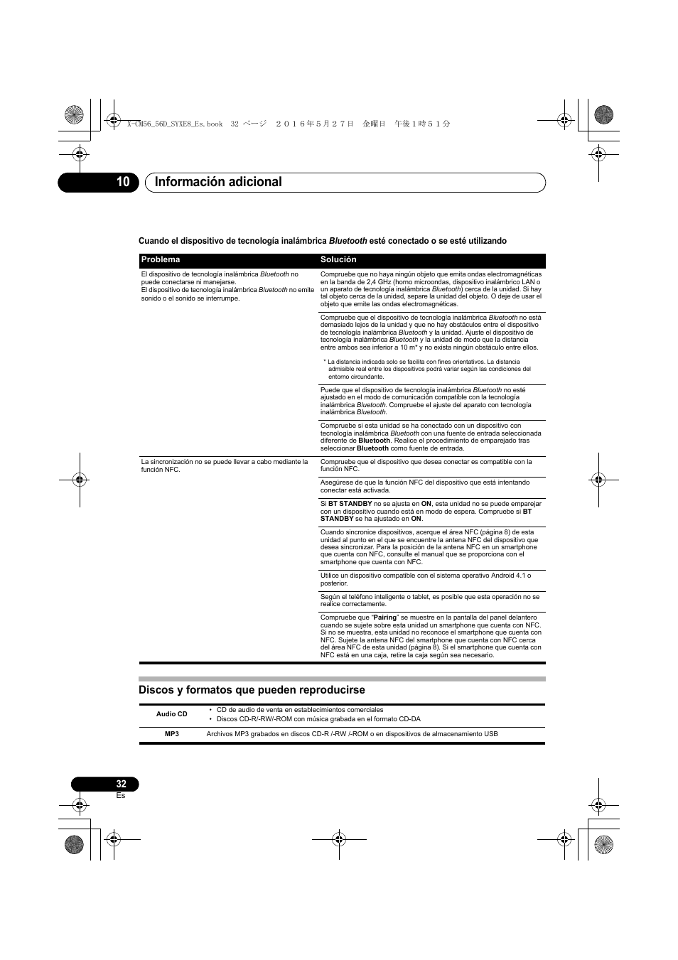 Información adicional 10, Discos y formatos que pueden reproducirse | Pioneer X-CM56 User Manual | Page 202 / 244