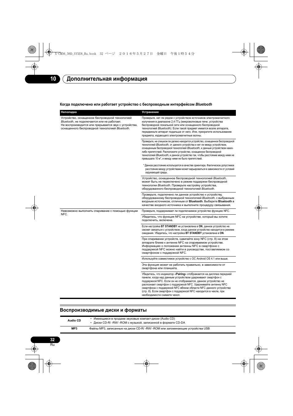 Дополнительная информация 10, Воспроизводимые диски и форматы | Pioneer X-CM56 User Manual | Page 236 / 244