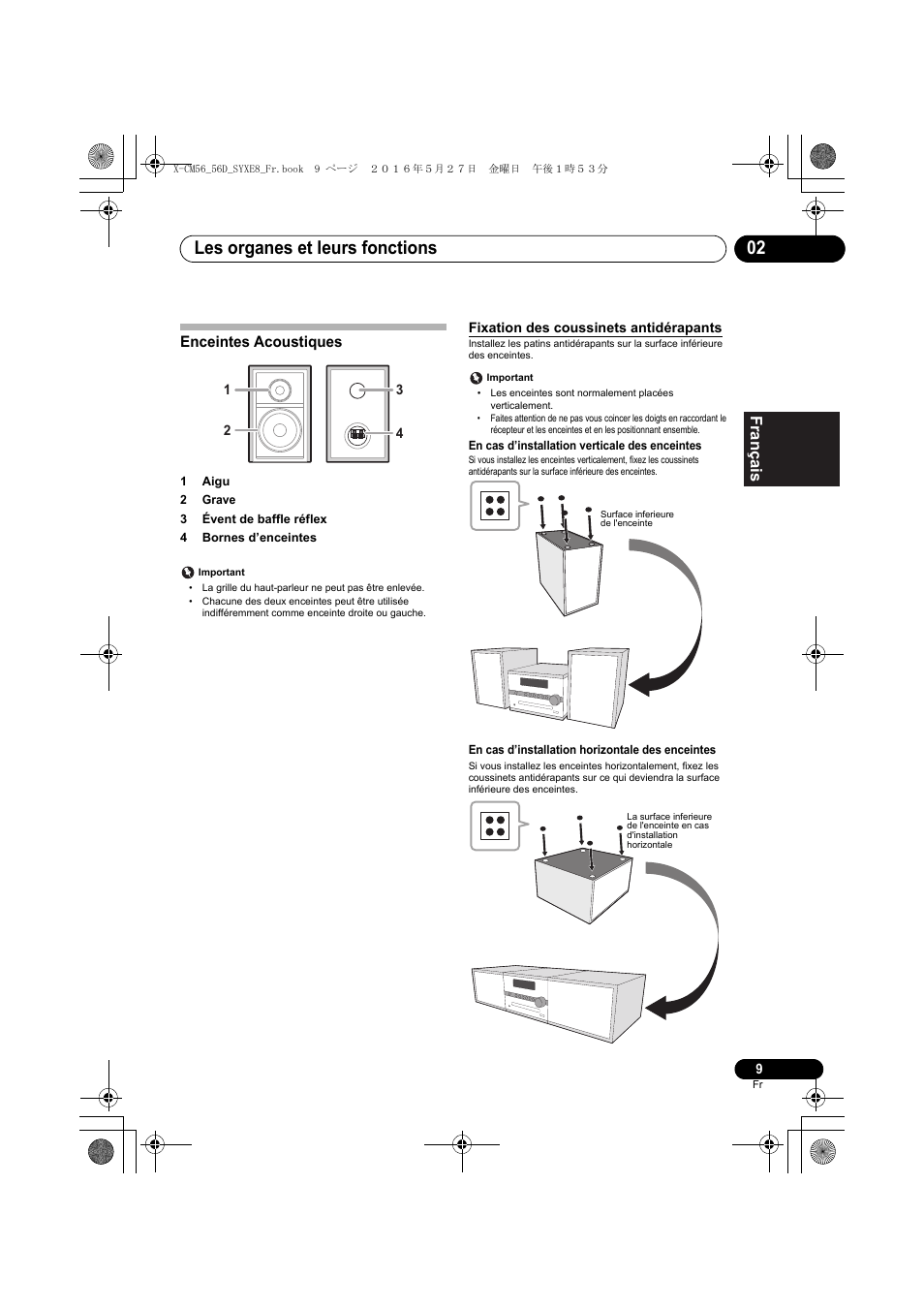 Les organes et leurs fonctions 02, Enceintes acoustiques | Pioneer X-CM56 User Manual | Page 43 / 244