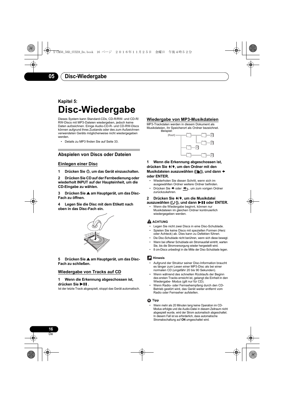 Disc-wiedergabe, Disc-wiedergabe 05, Kapitel 5 | Abspielen von discs oder dateien | Pioneer X-CM56 User Manual | Page 84 / 244