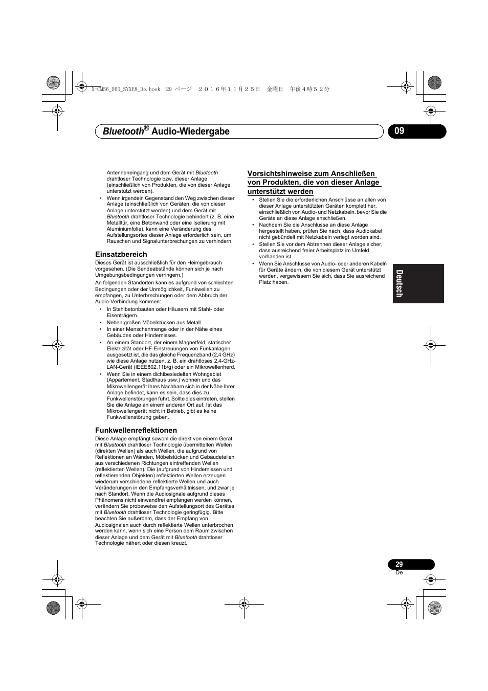 Bluetooth, Audio-wiedergabe | Pioneer X-CM56 User Manual | Page 97 / 244