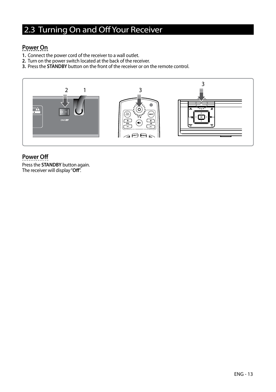3 turning on and off your receiver | Kaon HD 3000 User Manual | Page 13 / 42