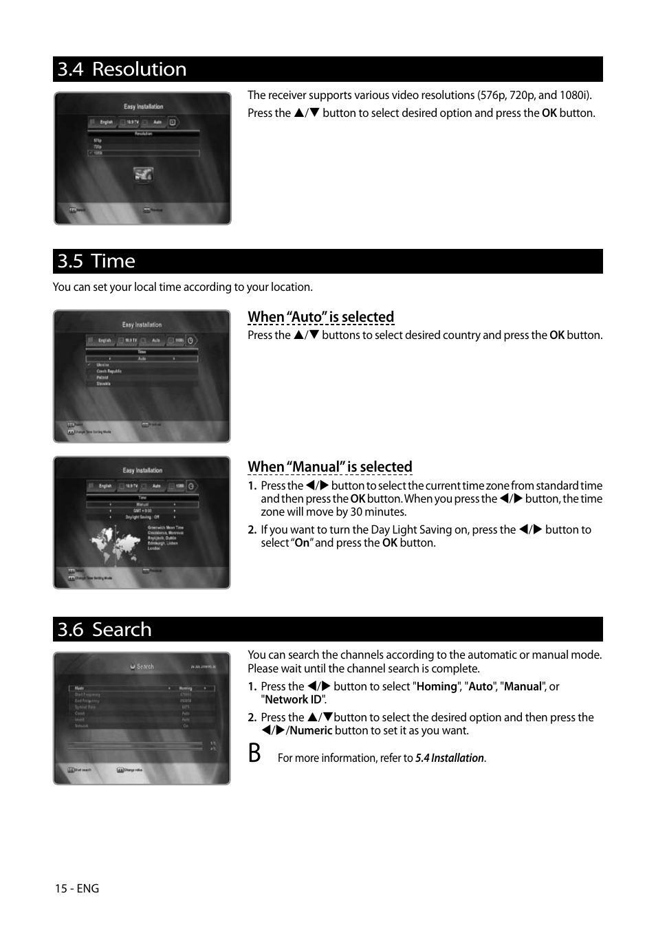 4 resolution, 5 time, 6 search | Kaon HD 3000 User Manual | Page 15 / 42
