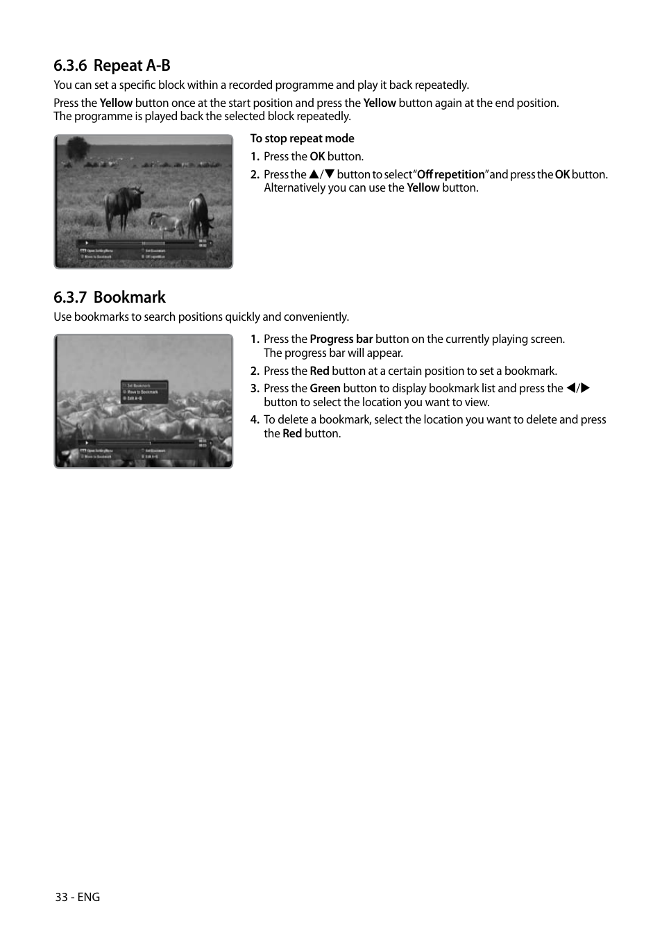 6 repeat a-b, 7 bookmark | Kaon HD 3000 User Manual | Page 33 / 42