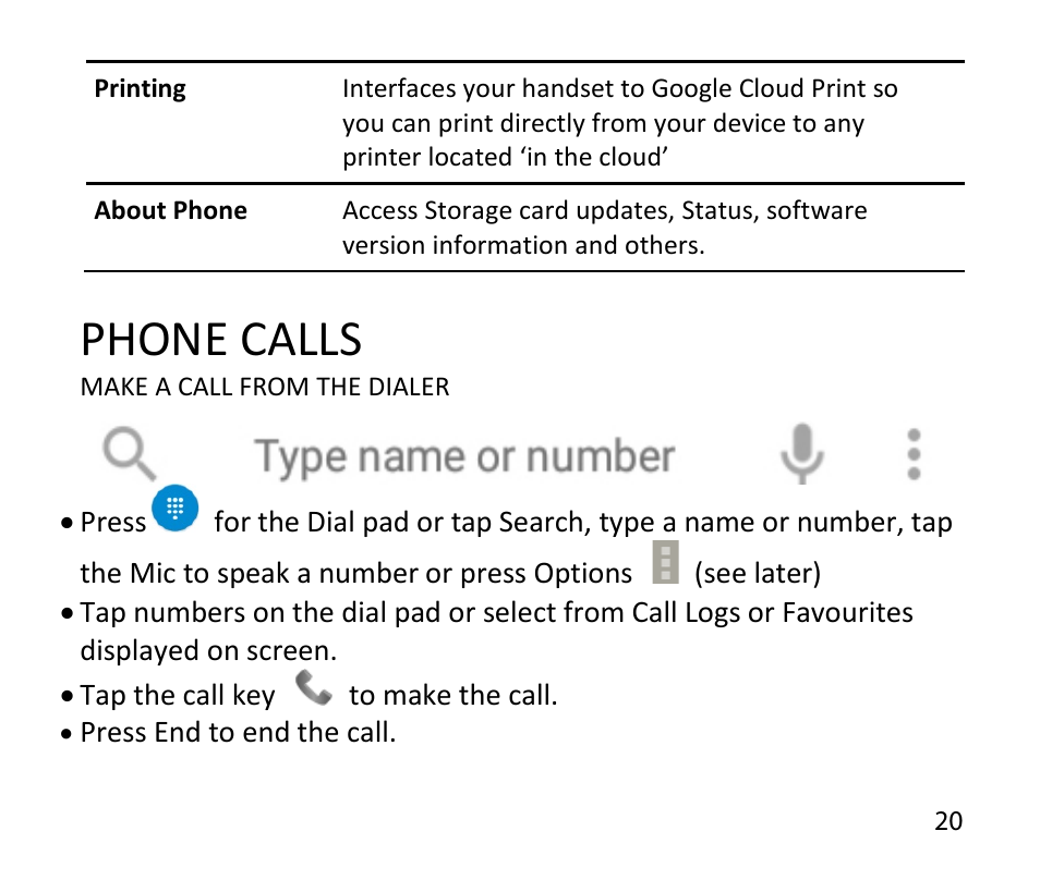 Phone calls | ZTE T84/Telstra Tough Max User Manual | Page 20 / 67