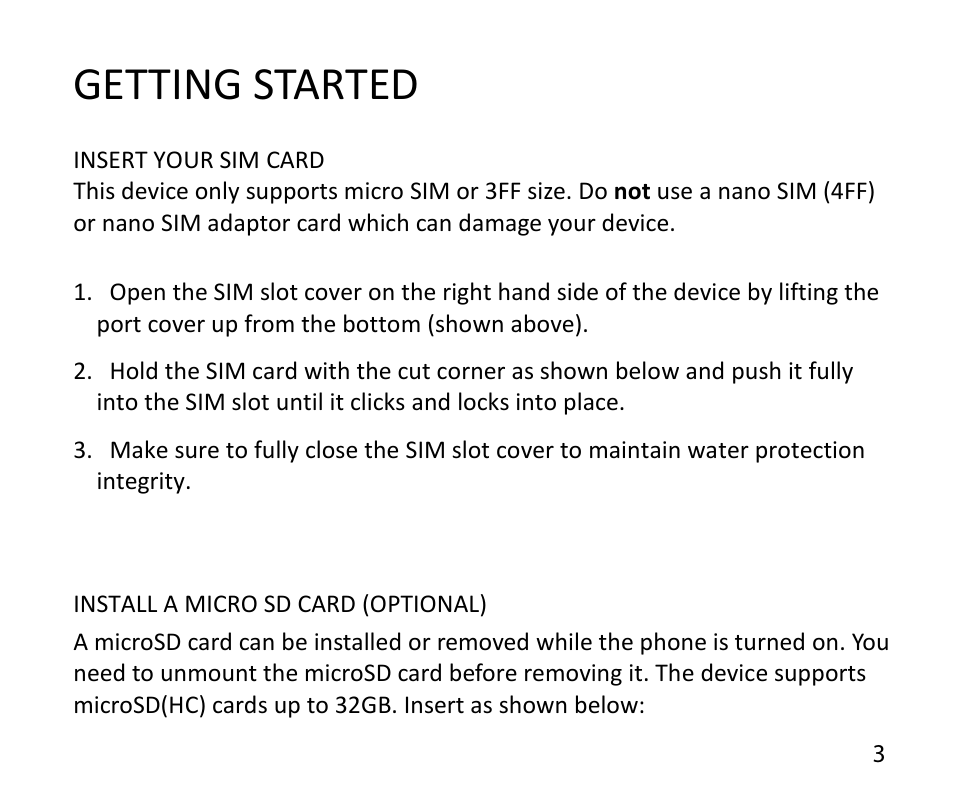 Getting started | ZTE T84/Telstra Tough Max User Manual | Page 3 / 67