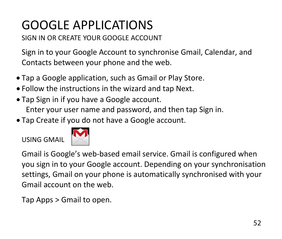 Google applications | ZTE T84/Telstra Tough Max User Manual | Page 52 / 67