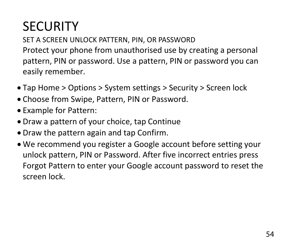 Security | ZTE T84/Telstra Tough Max User Manual | Page 54 / 67