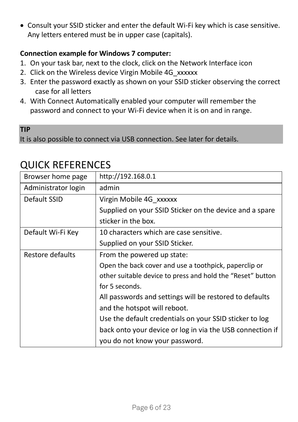 Quick references | ZTE MF920A User Manual | Page 6 / 23