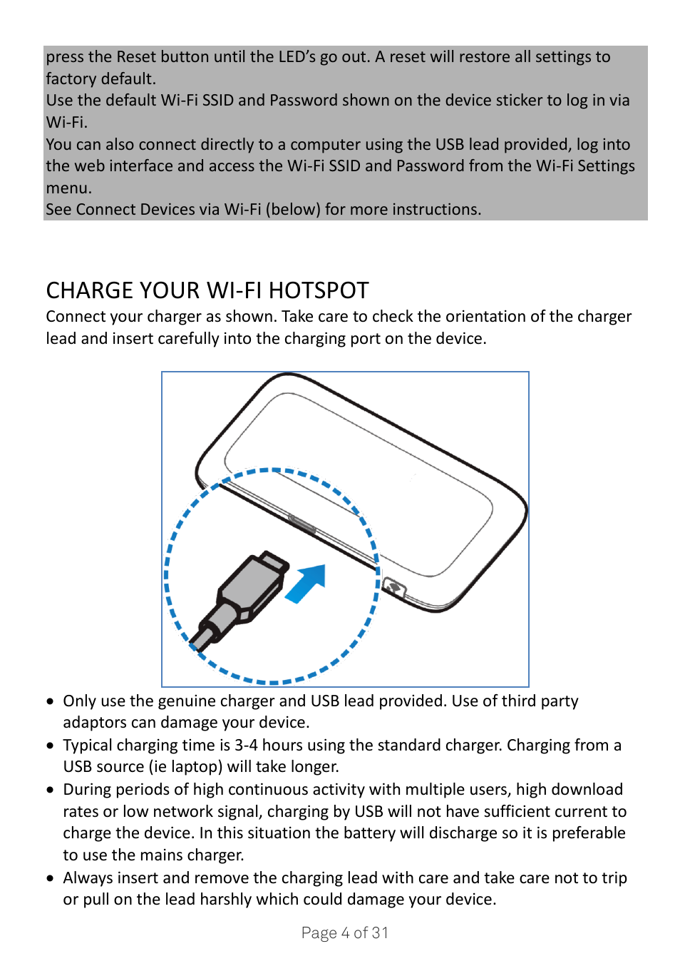 Charge your wi-fi hotspot | ZTE MF910V User Manual | Page 4 / 31