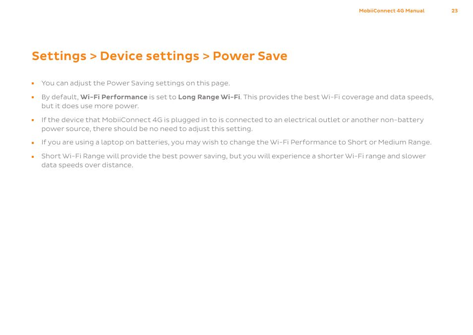 Settings > device settings > reset, Settings > device settings > power save | ZTE MF75 User Manual | Page 23 / 38