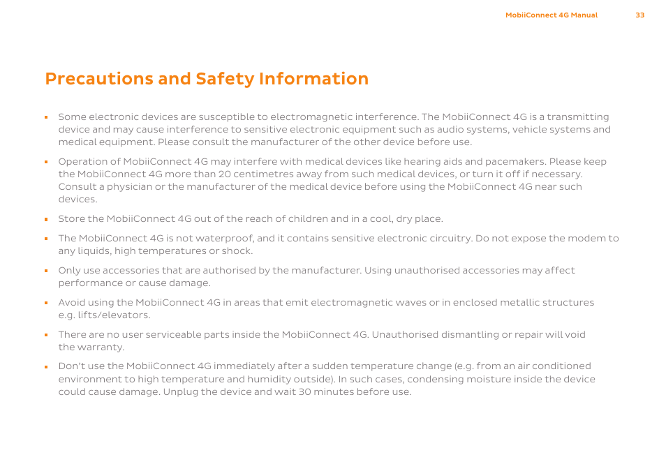 Precautions and safety information | ZTE MF75 User Manual | Page 33 / 38