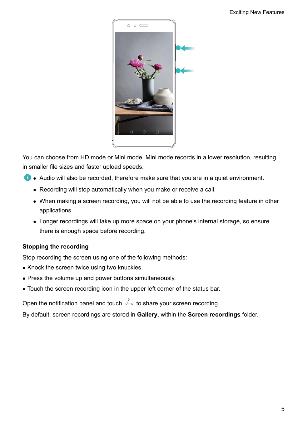 Stopping the recording | Honor 8 Pro User Manual | Page 11 / 155