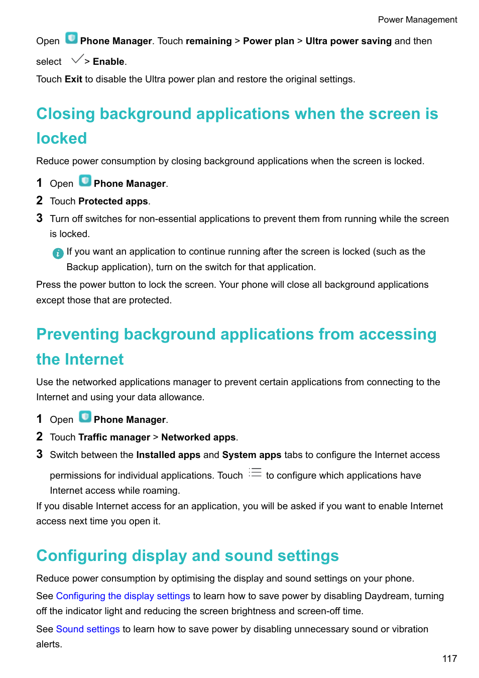 Configuring display and sound settings | Honor 8 Pro User Manual | Page 123 / 155