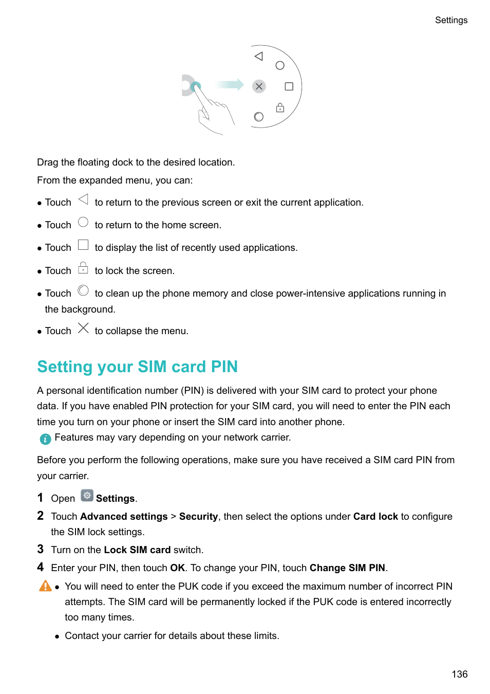 Setting your sim card pin | Honor 8 Pro User Manual | Page 142 / 155
